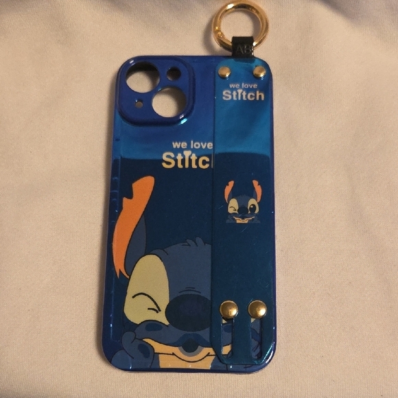 Lilo & stitch iPhone 15 14 13 12 and 11 Other - Modern Blue and Orange iPhone Case with Ring Holder